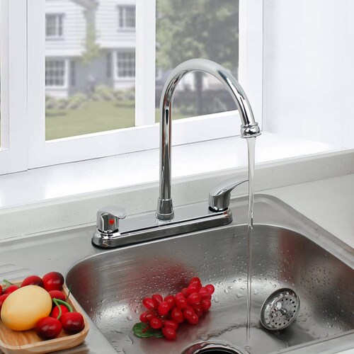 Mezcladora Llave Fregadero Doble Comando Cocina Inoxidable