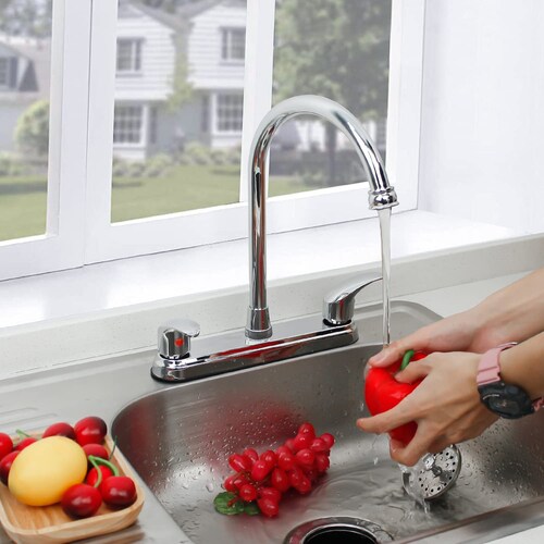 Mezcladora Llave Fregadero Doble Comando Cocina Inoxidable