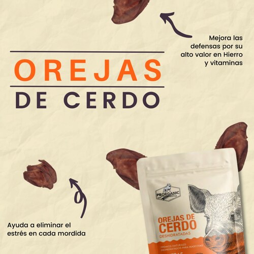 Orejas de cerdo deshidratadas 4 pz | Premios para Mascota