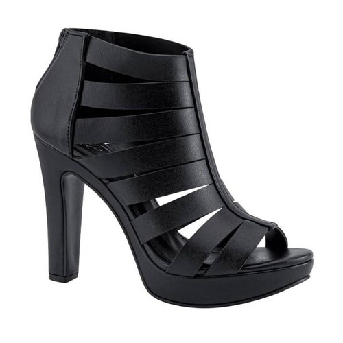 Sandalia tipo botín con plataforma y tacón alto color negro, marca Yaeli, mod. 1085329