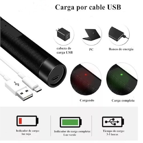 Puntero Láser Verde Proyector Carga Usb Recargable 5000mw Verde