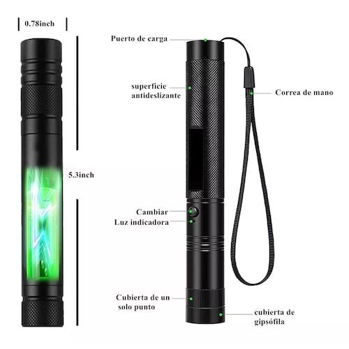 Puntero Láser Verde Proyector Carga Usb Recargable 5000mw Verde