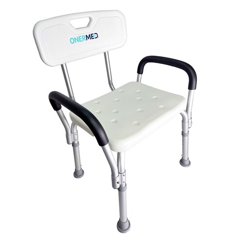 Silla Ducha Baño Altura Ajustable Antiderrapante Brazos Desmontables Portatil