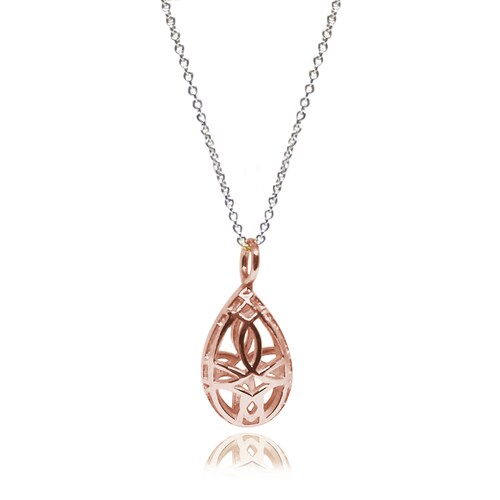 Dije Nouveau de plata .925 con baño de oro rosa y cadena por Anante Joyería