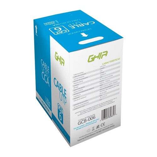 Bobina de Cable UTP, Ghia GCB-006, CAT 6, CCA, Interior, 305 m, Azul