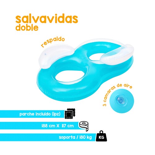 Sillón Inflable Flotador Para Dos Personas Salvavidas Azul