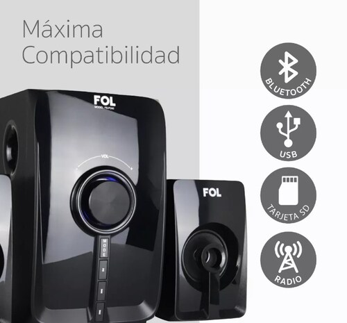 Bocina Multimedia Fol Bluetooth Estereo Luz Led Altavoz Pro