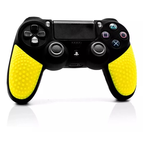 Funda Texturizada Silicona Compatible Playstation 4 (Negro Con Amarillo)