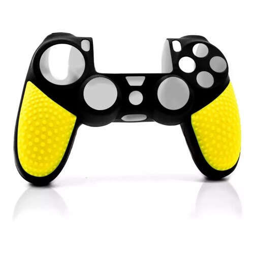 Funda Texturizada Silicona Compatible Playstation 4 (Negro Con Amarillo)