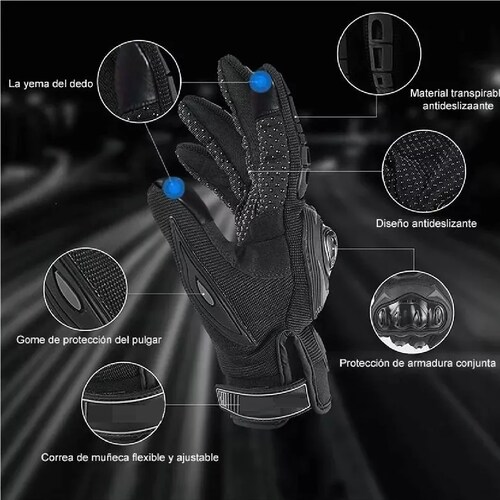 Guantes Proteccion Pantalla Táctil De Dedo Para Motocicleta Negro XXL