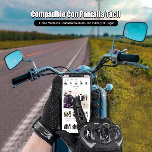 Guantes Proteccion Pantalla Táctil De Dedo Para Motocicleta Negro XXL