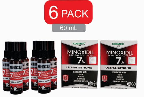 MINOXIDIL 7% Crecimiento de Cabello CosmexLab Ultra Strong 60 ml 6 meses.