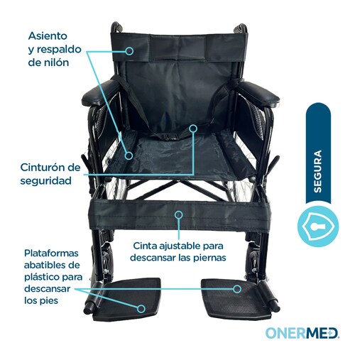 Silla De Ruedas Ligera Onermed Traslado Plegable Compacta