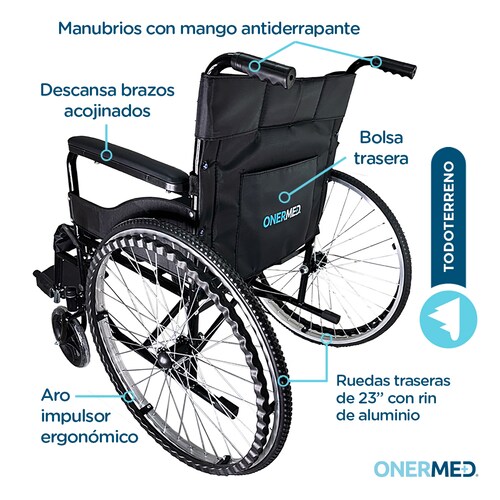Silla De Ruedas Ligera Onermed Traslado Plegable Compacta