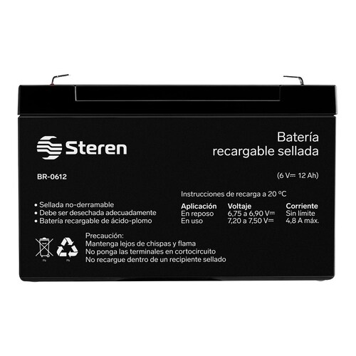 Bateri­a Sellada Acido Plomo 6vcc 12ah Carga Flotante Steren