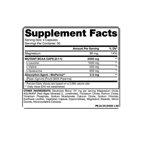 Aminoacidos Bcaa Mutant 200 caps