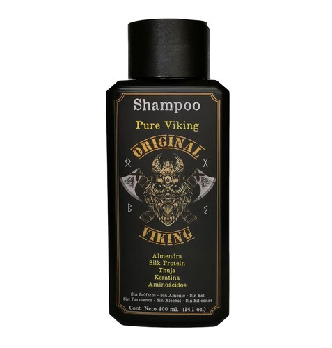 ORIGINAL VIKING | Shampoo Pure Viking. Shampoo Totalmente Premium con proteína, sin formaldehídos, sin sulfatos, sin amonia, sin parabenos, sin alcohol, sin sal añadida, sin siliconas. 400ml