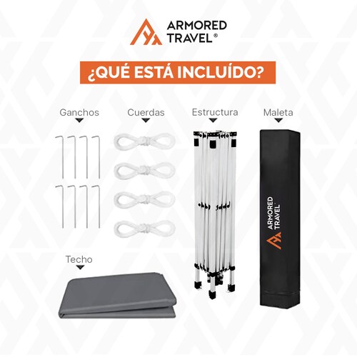 Toldo plegable Carpa retráctil Impermeable para exteriores Reforzado 3x3 m Armored Travel color Blanco.