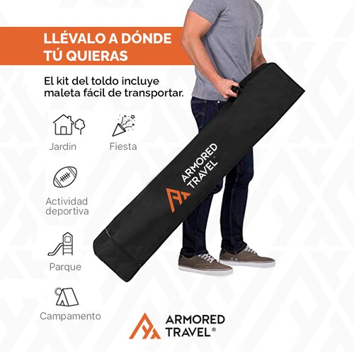 Toldo plegable Carpa retráctil Impermeable para exteriores Reforzado 3x3 m Armored Travel color Blanco.