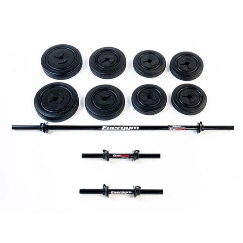 Set pesas Barra Recta Mancuernas y Discos 28 KG