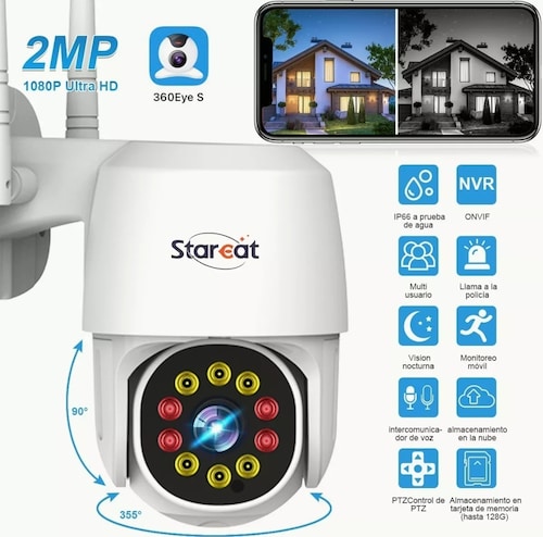 La Cámara De Seguridad Panorámica De 1080p Hd Wifi 10 Led