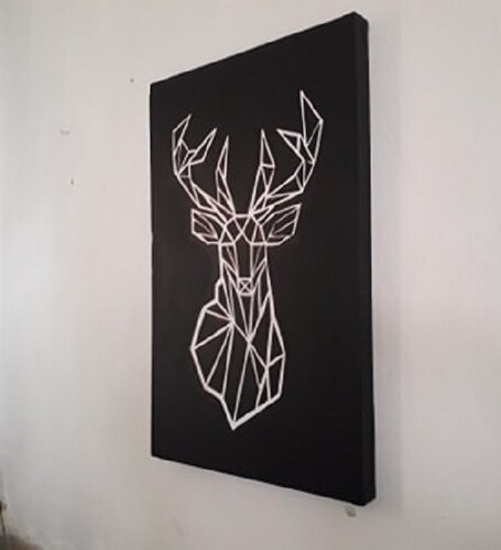 Cuadro decorativo pintado a mano Galería Oneris CIERVO GEOMETRICO 70x54