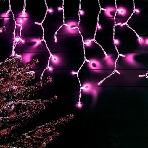 Cascada de Luces Navideñas Led 500 Focos Luz Rosa brillante