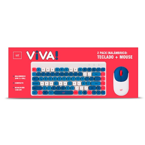 Combo Teclado y Mouse Inalámbrico Viva Stf Color Azul 