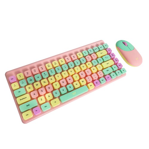 Combo Teclado y Mouse Inalámbrico Viva Stf Color Rosa