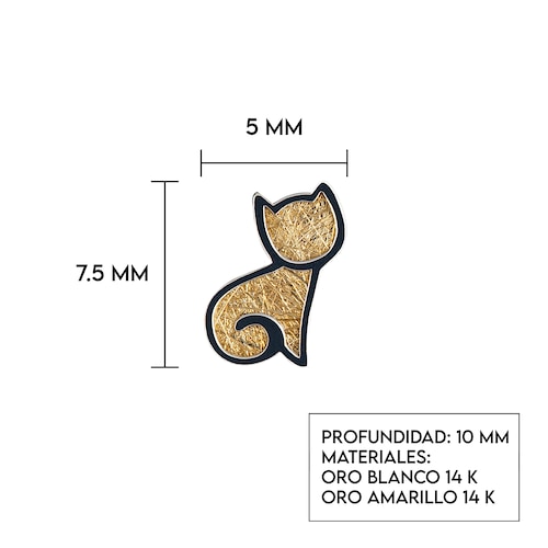 Aretes de oro 14K broquel Gatitos marca GIALLO jewelry joyería mexicana