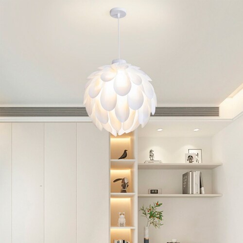 Lampara colgante delicada flor blanca estilo nordica