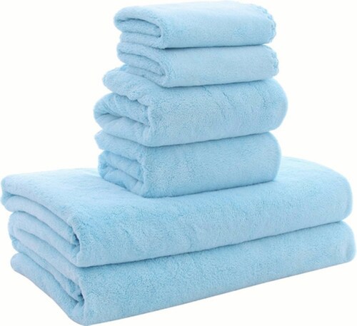 Juego De Toallas Baño Lana Suave  6 Piezas Azul