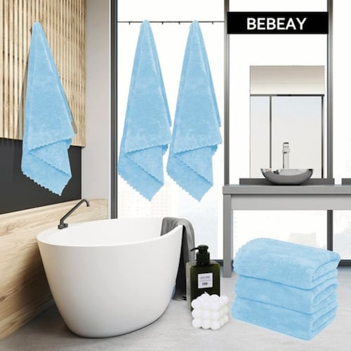 Juego De Toallas Baño Lana Suave  6 Piezas Azul