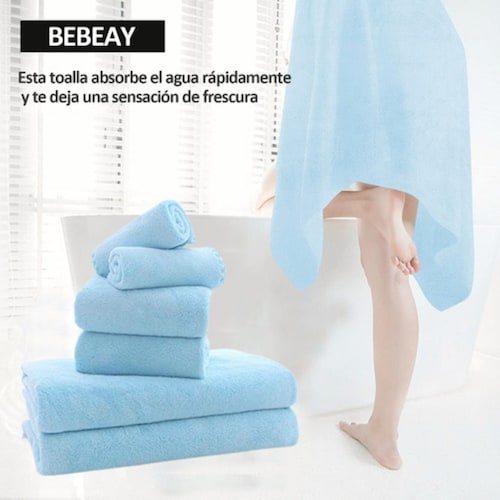 Juego De Toallas Baño Lana Suave  6 Piezas Azul