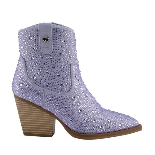 Botas vaqueras con pedrería, color lila, marca Thalia Sodi, mod. 1081676