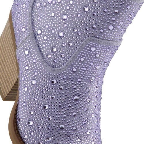 Botas vaqueras con pedrería, color lila, marca Thalia Sodi, mod. 1081676