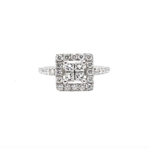 Anillo Diamante 75 puntos Oro Blanco 14 Kilates.