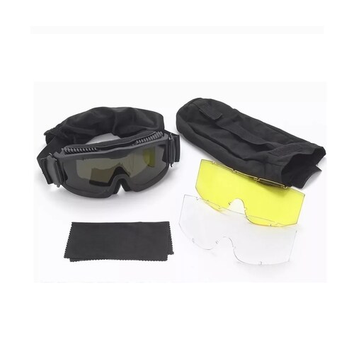 Gafas Tácticas Goggle Militares Con 3 Lentes Negro