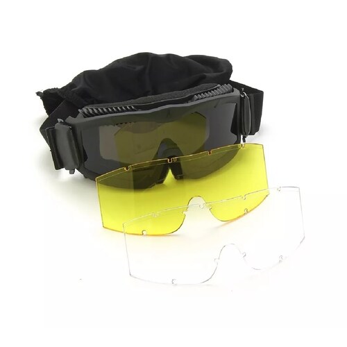 Gafas Tácticas Goggle Militares Con 3 Lentes Negro