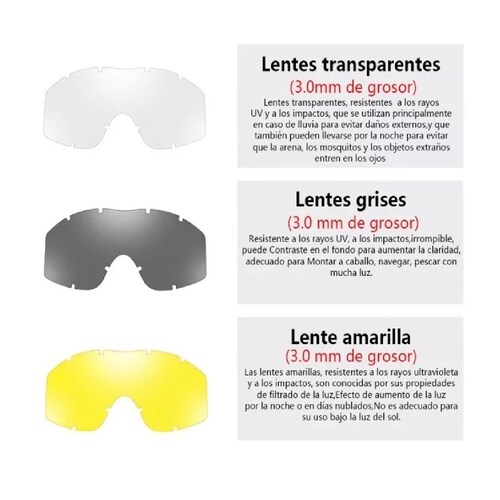 Gafas Tácticas Goggle Militares Con 3 Lentes Negro