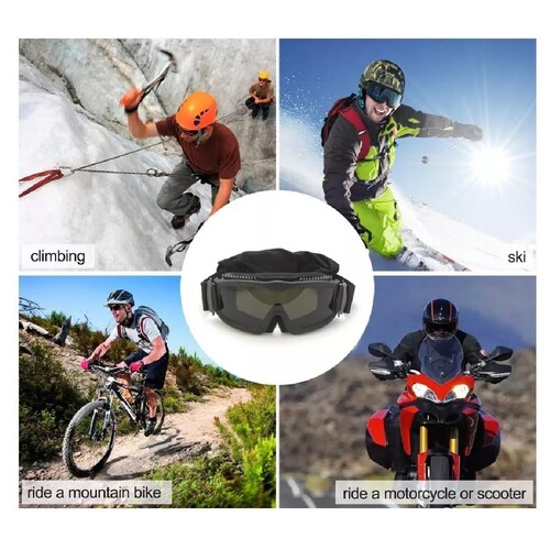 Gafas Tácticas Goggle Militares Con 3 Lentes Negro
