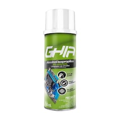 Alcohol isopropilo aerosol GHIA GLS-012 Contenido 250ml Uso recomendado para equipo electrónico.