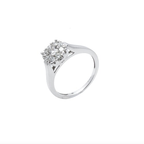 Anillo Diamante 50 Puntos Oro Blanco 14 Kilates.