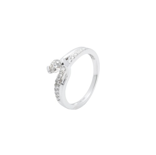 Anillo Diamante 50 Puntos Oro Blanco 14 Kilates..