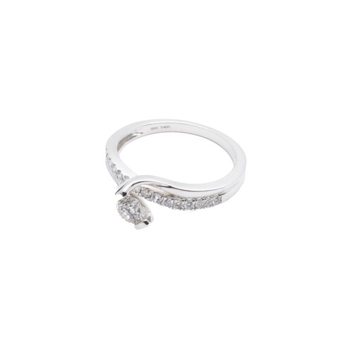 Anillo Diamante 50 Puntos Oro Blanco 14 Kilates..
