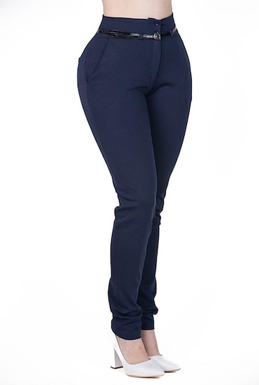Tiro Alto Jeans Azul Marino Mujer Pantalón Dama Moda Mujer Tiro