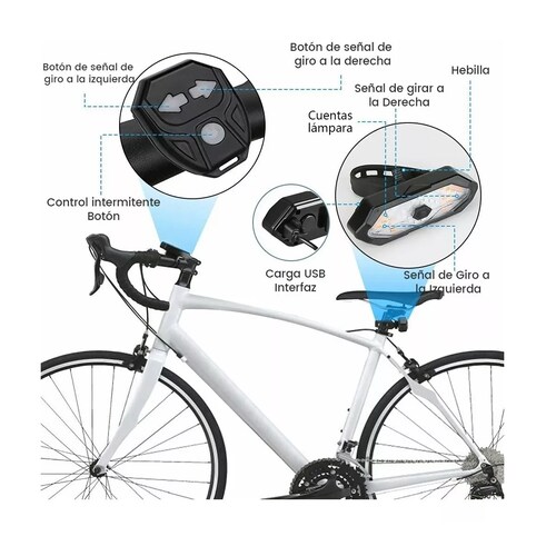 Señal De Giro De Control Remoto De Luz Bicicleta Con Bocina