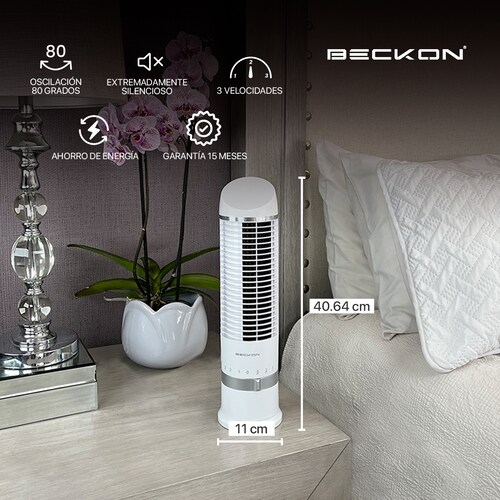 Ventilador de torre para escritorio buró 41cm Beckon Blanco BV-11 