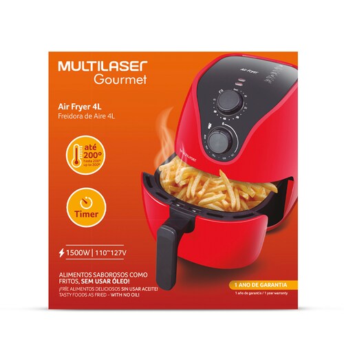Freidora de Aire 4L Multilaser Color Rojo