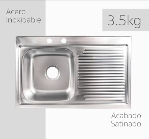 Fregadero Tarja Sobreponer Una Tina Lado Derecho Escurridor ST-8050RH.
